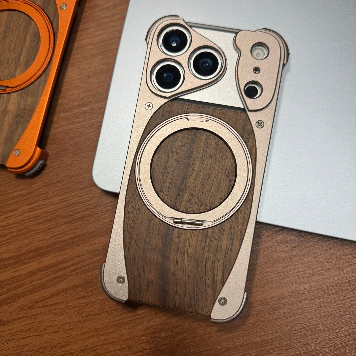 Wood Aluminum Metal Magnetic Case