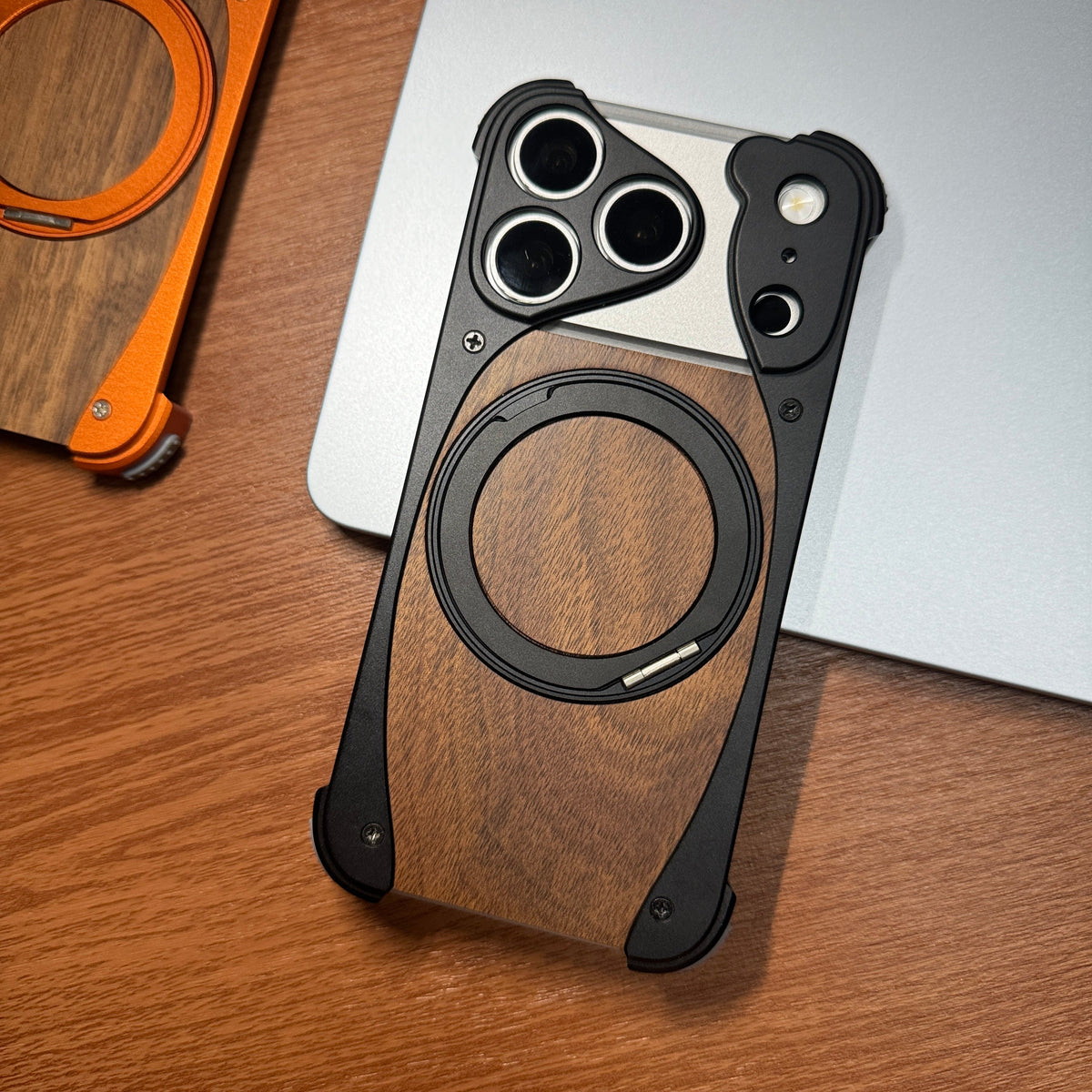 Wood Aluminum Metal Magnetic Case